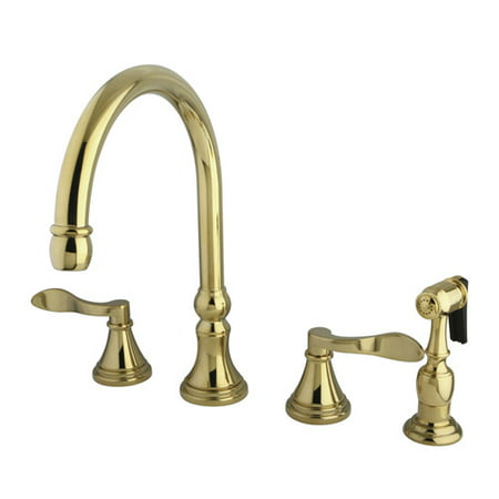 UPC 663370134159 product image for Kingston Brass KS2792DFLBS Double Handle 8 Deck Mount Kitchen Faucet with Brass  | upcitemdb.com