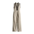 thumbnail image 6 of LEKODE Women Jumpsuit Linen Cotton Jumpsuits Loose Overalls Button Down Jumpsuits with Pockets Y2k Baggy Jumpsuit Travel Jumpsuits for Women Ruched Rompers Summer Outfits for Women Beige L, 6 of 7