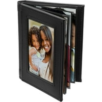 Neil Enterprises Inc. Black Faux Leather 4" x 6" Slip-In Photo Album - Holds 24 Pictures