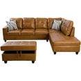 thumbnail image 3 of Lifestyle Furniture 3 Piece Modern Faux Leather Sectional Sofa Living Room Set, Ginger, 3 of 5