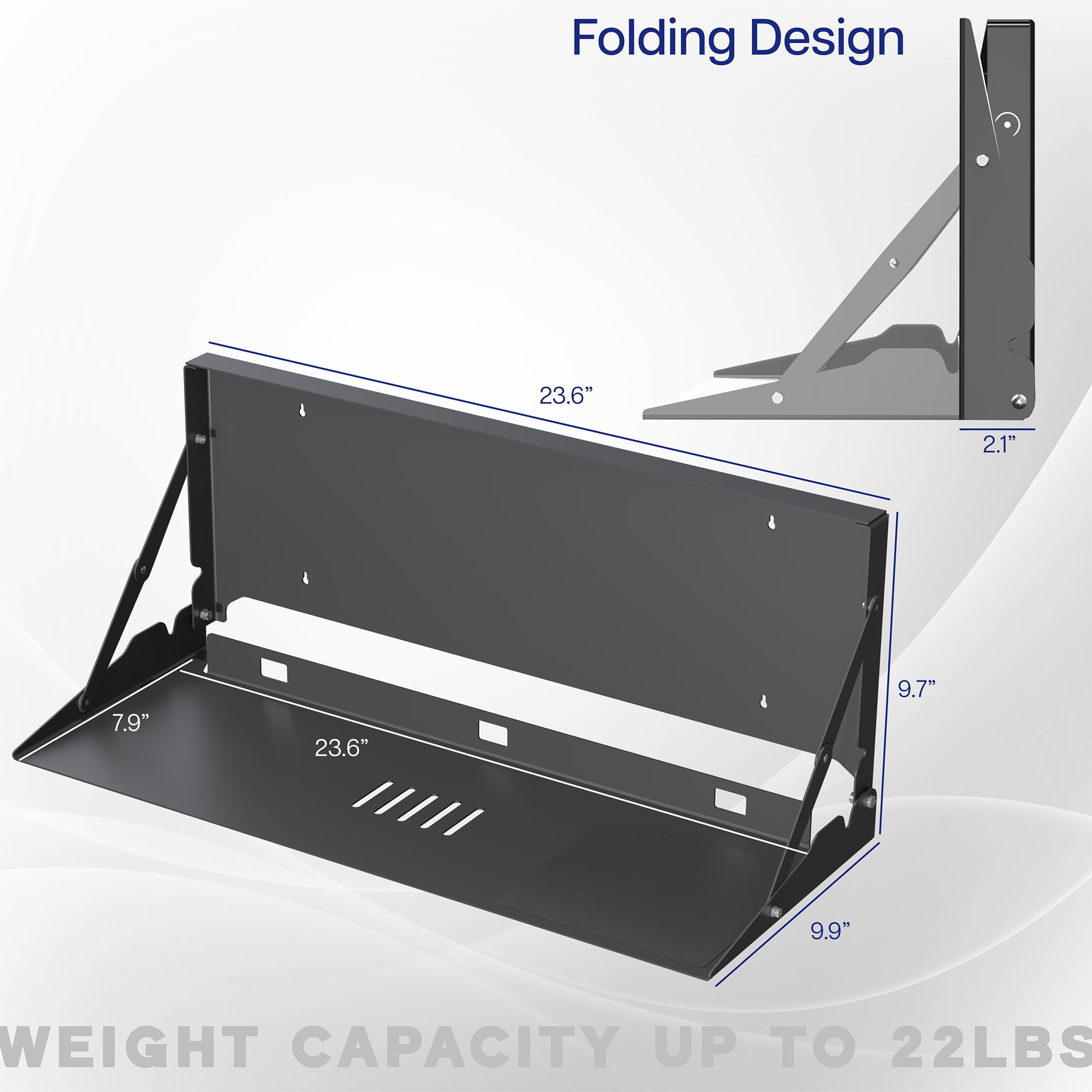 VIVO Black Flip Down 24 inch Keyboard Tray Wall Mount with Mouse Pad