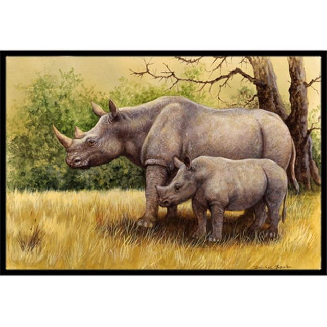 Carolines Treasures Rhinoceros by Daphne Baxter Indoor or Outdoor Mat, 24 x 36