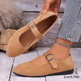 thumbnail image 5 of POROPL Shoes for Women Suede Slip On Round Toe Flat Shoes with Ankle Strap Buckle,Shoes Size 9, 5 of 9