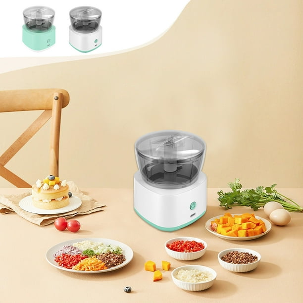 Mini Trituradora de Alimentos Recargable de 300 Ml - Trituradora de Ajo Portátil, Procesador de Alimentos con Cuchillas de Acero Inoxidable, Limpieza con Un Solo Botón, Verde Menta/Blanco, Electrodom