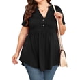 thumbnail image 6 of TARAINYA Plus Size Blouses for Women Button Short Sleeve Shirts Casual V Neck Tunic Tops, 6 of 10