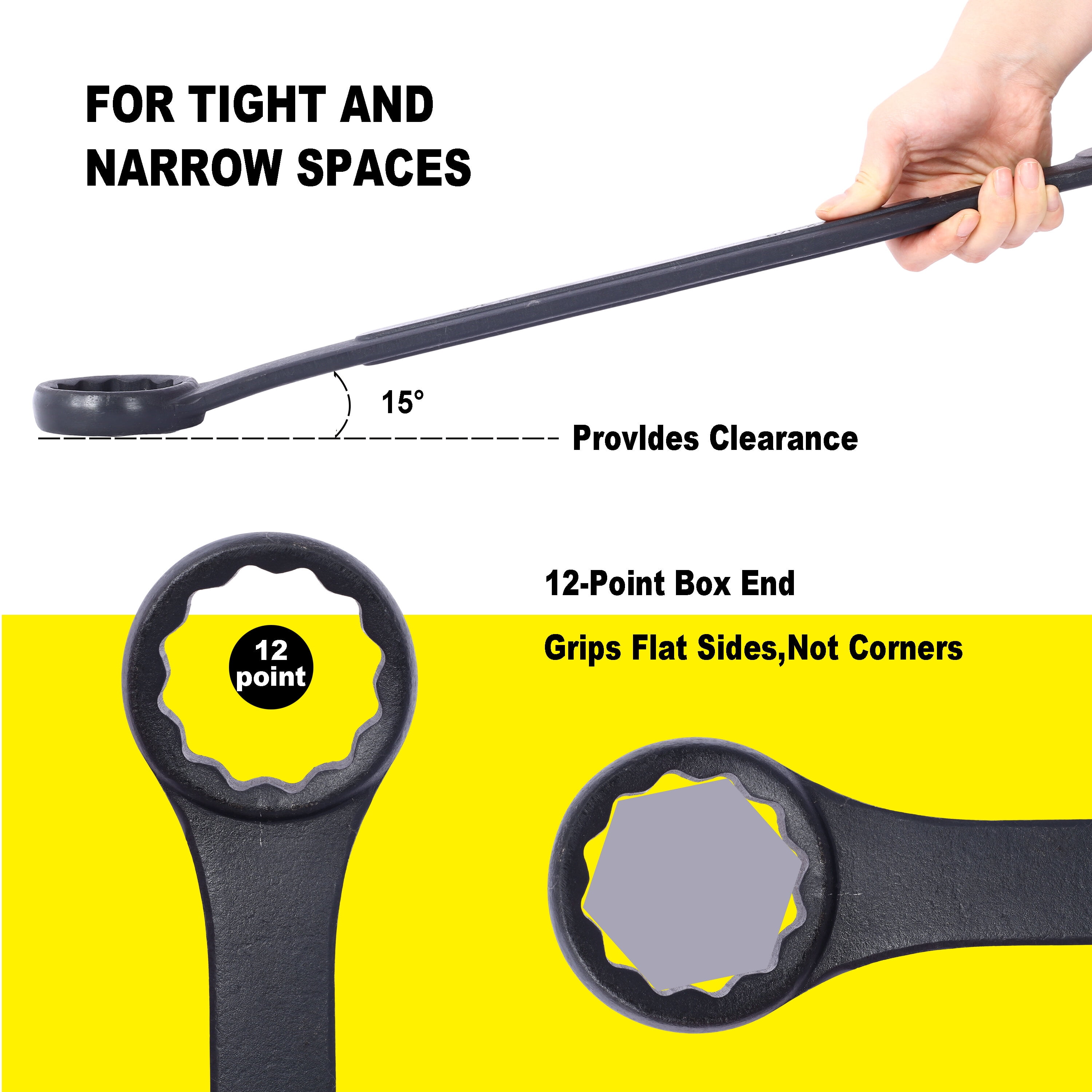 SAE Jumbo Combination Wrench Set Extra Large,10 PC SAE Black-Oxide Jumbo Combo Wrench Set 1-5/16" - 2" with pouch,