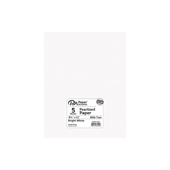 Paper Pearlized 8.5x11 80lb Bright White 5pc