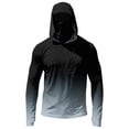 thumbnail image 5 of Men's Ombre Print Hooded Long Sleeve Sun Shirt - Fashionable Gradient Pullover with Built-in Face Mask & Zipper Pocket - UPF 50+ Quick Dry Athletic Top for Fishing, Hiking & Summer 2026 Black L, 5 of 7