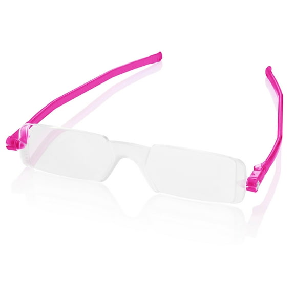 Nannini Compact One Travel Reading Glasses Fuchsia Temples Optics 2.5