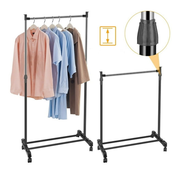 Simple Heavy Duty Standard Rod Clothing Metal Garment Rack for Hanging Clothes, Single Rod