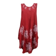 Mogul Womens Summer Boho Chic Tank Dress Hippy Chic Red Casual Holiday Dresses