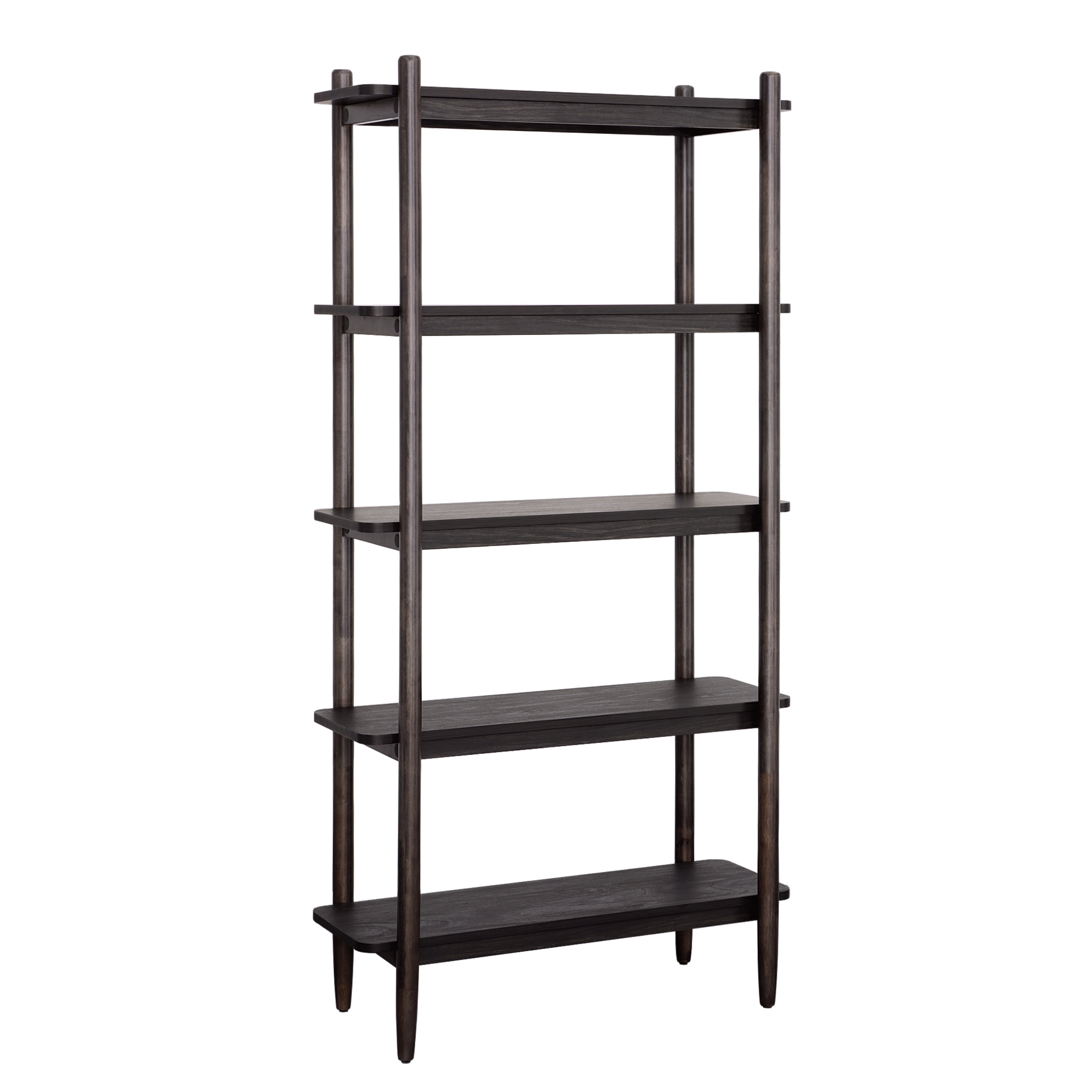 Better Homes & Gardens Springwood 5 Shelf Bookcase with Solid Wood Frame, Charcoal Finish - image 5 of 10