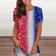 thumbnail image 2 of Día de la Independencia Mujer Casual Sexy Moda Verano Camiseta de cuello redondo Impreso Manga corta Tops Blusa Pompotops hkajfhjk467741, 2 of 5