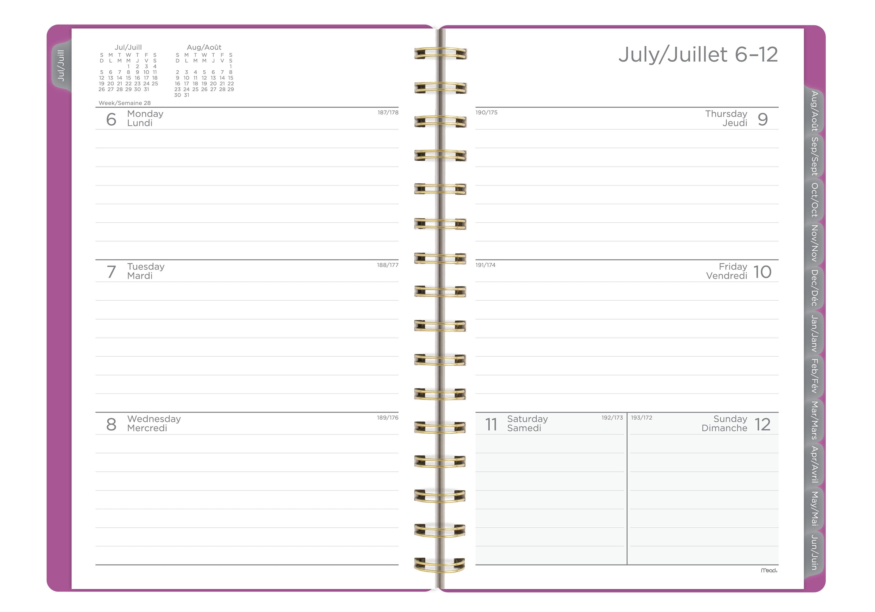 2026-2027 Mead Fuchsia 12-Month Small Weekly and Monthly Academic Year Planner