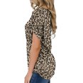 thumbnail image 2 of Tops casuales con estampado de leopardo para mujer, camisas de manga corta con cuello en V, blusa suelta, camiseta básica,XL JAMW Sencillez, 2 of 4