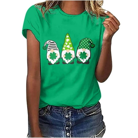 

REORIAFEE Irish Shamrock St. Patricks Day Nurse Scrubs for Women Clover Casual Loose Scrub Tops Printed Scrub Tops Women Crewneck St. Patrick s Day Print T Shirt Fashion Comfortable Blouse Green XXL