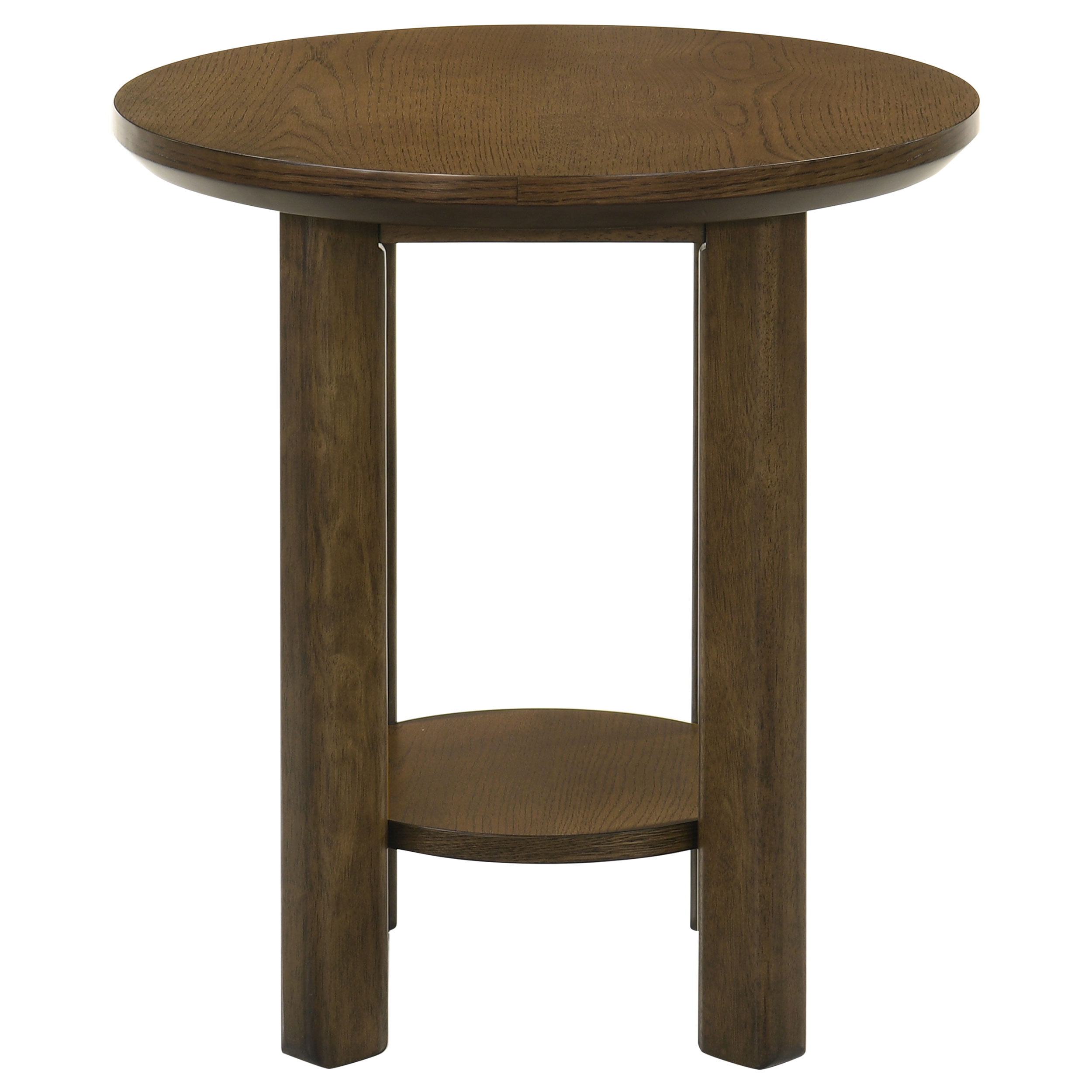 Ottowa 22-Inch Round Wood Side End Table with Shelf Brown