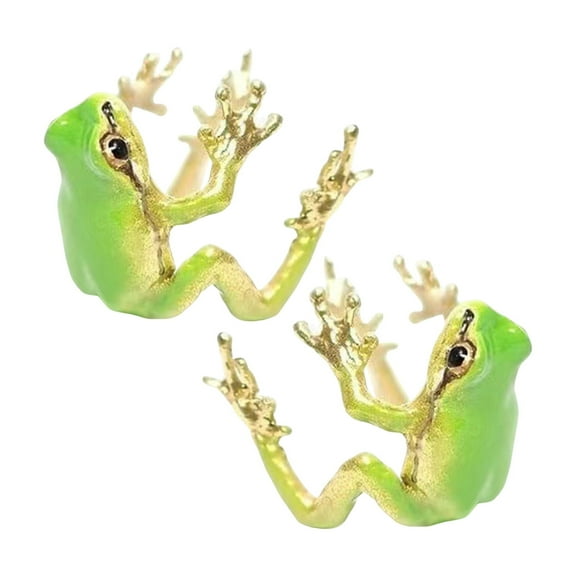 HUANLEDASH 1 Pair Tree Frog Ear Clips Realistic Animal Shape Electroplated Polished Ani-slip Non-pierced Alloy Party Events Daily Wear Earrings