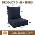 thumbnail image 2 of Pakunoda 6 Set of Outdoor Deep Seat Cushion with Backrest, 24" x 24" x 6.5" Waterproof Resistant Patio Chair Replacement Cushion for Sofa Couch, Navy Blue, 2 of 8