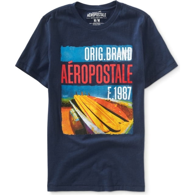 Aeropostale Hombre Orig. Camiseta gráfica Brand, azul, mediana Aeropostale Camiseta gráfica