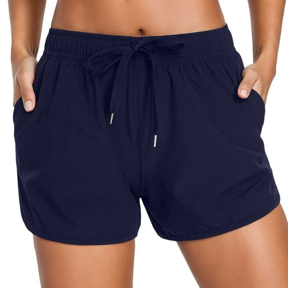 Women's Swim Shorts Pockets, High Waisted Board Swimsuit, Quick drying, Nylon Spandex, 2 Sizes