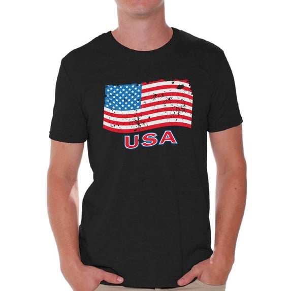 Awkward Styles Men's Distressed USA Flag Graphic T-shirt Tops USA Independence Day 4th Of July