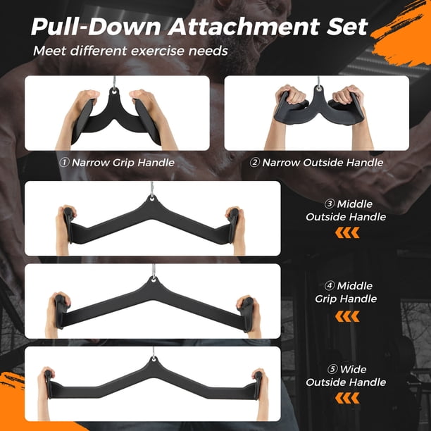 Gymax LAT Pulldown Attachment Set Back Strength Training Bicep