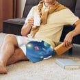 thumbnail image 6 of Kdxio Cute Little Bunny Elephant Painting A Planet Print Mens Sleep Shorts Bottoms Soft Comfy Pajama Wear Pants with Drawstring Pockets, 6 of 7