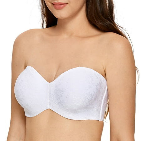 

Delimira Women s Strapless Minimizer Bras Plus Size Underwire Unlined Multiway Jacquard