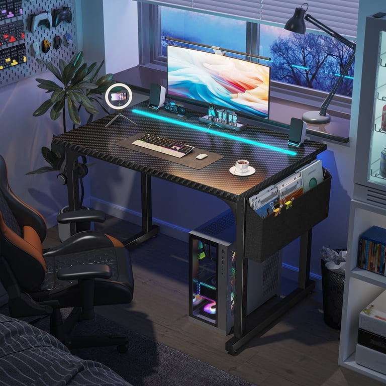 Romorgniz 32" Computer Desk with LED Lights, Black photo 8