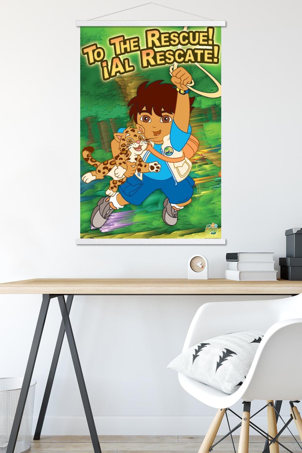 Nickelodeon Go Diego Go - To The Rescue Wall Poster with Wooden Magnetic Frame, 22.375" x 34"