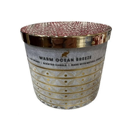 bath & body works white barn 1 warm ocean breeze scented 3-wick candle