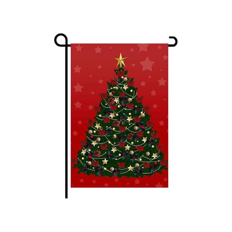 Merry Christmas Tree Garden FlagDouble Sided Xmas Holiday Vertical