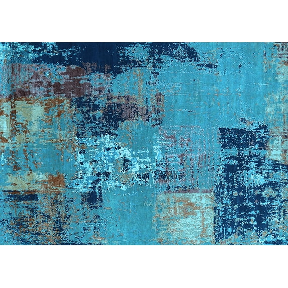 Ahgly Company Indoor Rectangle Oriental Light Blue Industrial Area Rugs, 2' x 3'