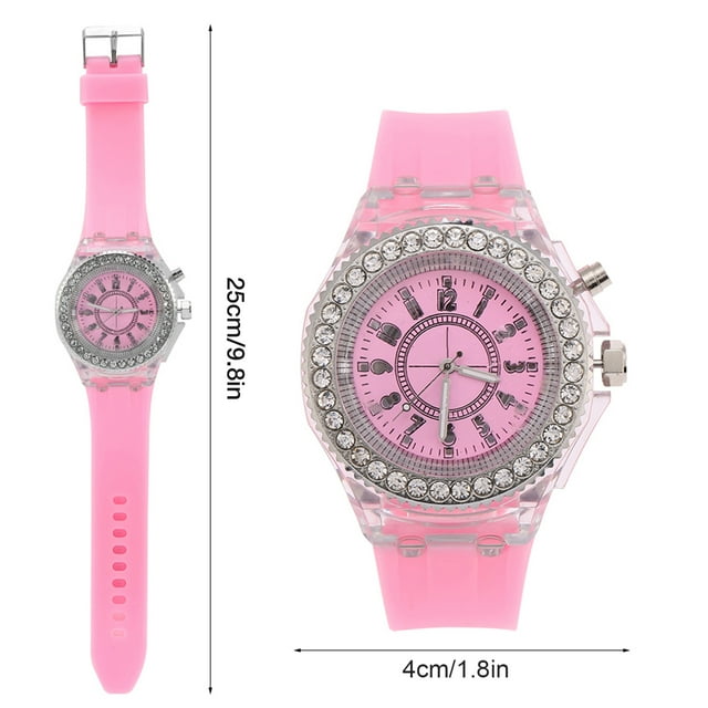 Reloj para niños, reloj de pulsera con parte trasera LED para niñas, reloj femenino, uso conveniente Jadeshay A