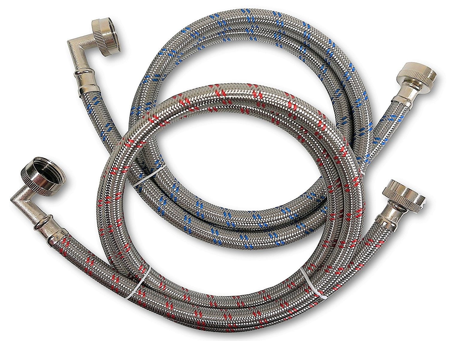 Premium Stainless Steel Washing Machine Hoses with 90 Degree Elbow, 10