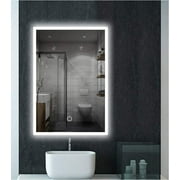 DAMAIE Wall Mounted Led Lighted Bathroom Mirror - Illuminated Bathroom Mirror, Touch Switch Control with Color Cemperature Transition & White/Warm White/Warm Light Color (60*80cm)