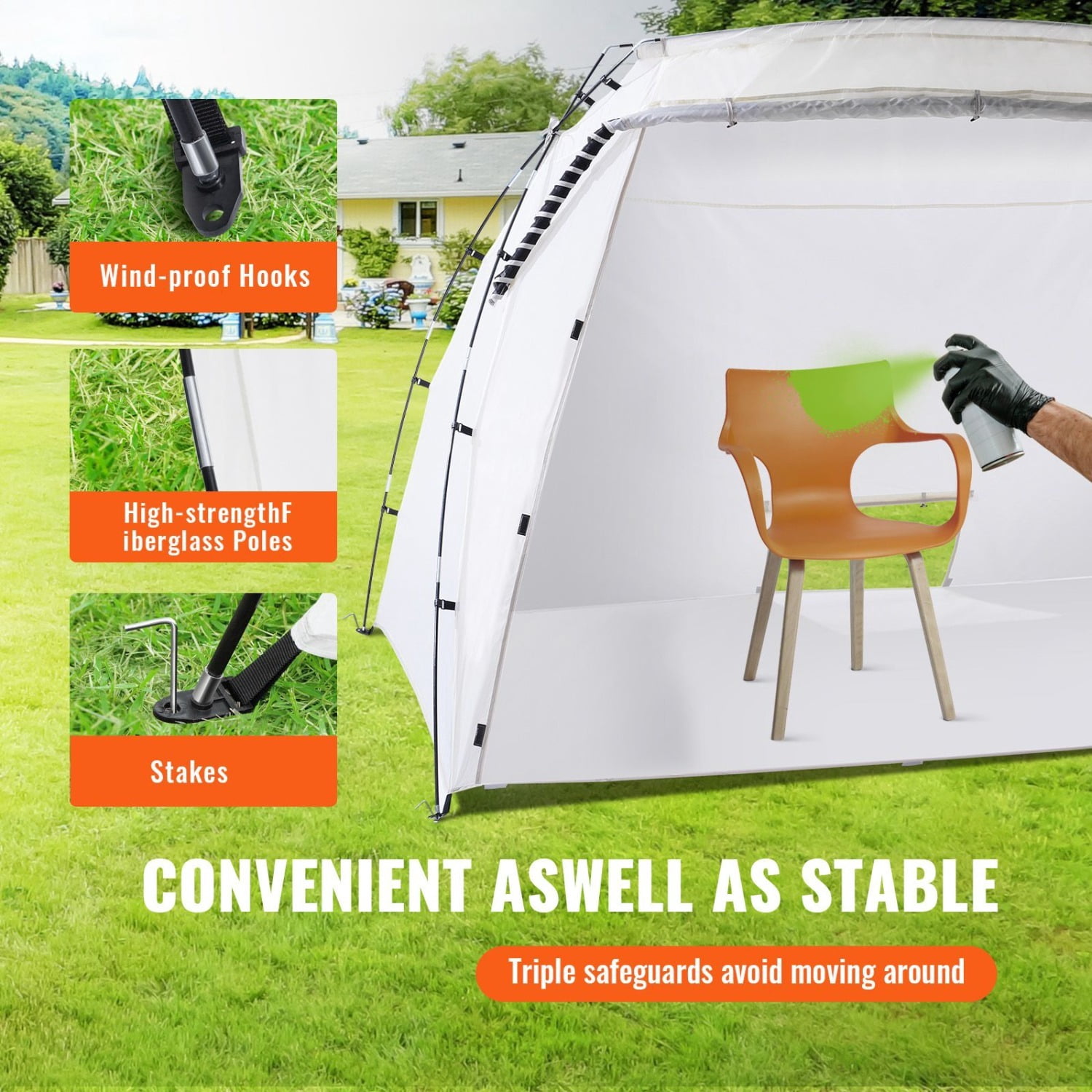 Portable Paint Booth 10x7x6ft Spray Paint Tent with Built-in Floor and Mesh Screen for Furniture DIY and Craft Projects