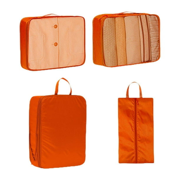 4 cubos de embalaje para maletas de viaje, organizadores, bolsas de equipaje ligeras. Naranja