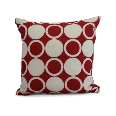 Simply Daisy, 16" x 16" Small Modcircles, Geometric Print Outdoor Pillow, Red