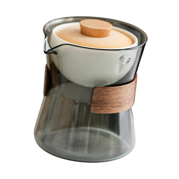 Tetera de vidrio con infusor, antiescaldaduras, 210 ml, creativa, para té suelto tapa gris y naranja