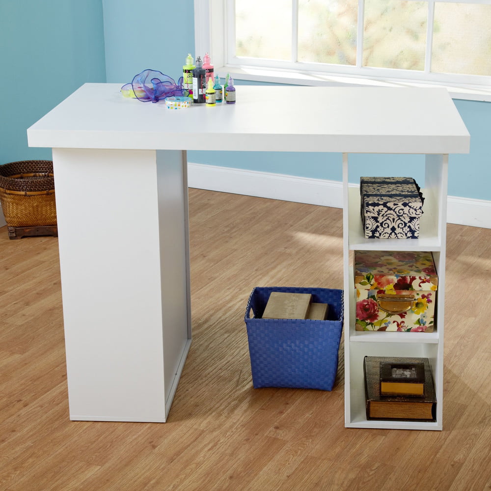 DIY Counter Height Craft Table With Storage - Color Me Crafty