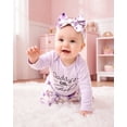 thumbnail image 5 of KIMI BEAR Preemie Baby Girl Layette Set Shower Gift Sets 3 Packs Romper Pants Sets Long Sleeves Bodysuit with Hat Headband Gloves 9pcs Clothing Purple, 5 of 8