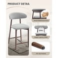 thumbnail image 6 of EOP Barstools Set of 2, Mid Century Counter Height Barstools with Curved Back, Upholstered Kitchen Bar Chairs with Wood Legs for Kitchen Island Dining Room, Light Grey, 6 of 9