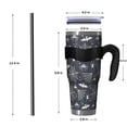 thumbnail image 4 of 40oz Tumbler,Dark Blue Halloween Spider Webs Bats and Spiders Insulated Tumblers with Removable Handle,Stainless Steel Double Vacuum Coffee Tumbler Cup with Straw for Home,Office,Travel,Party, 4 of 5