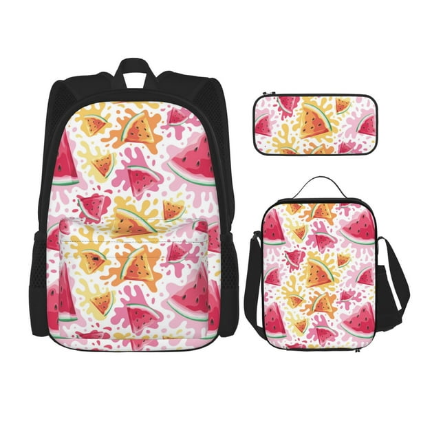 Fotbe Watermelon Set Escolar 3 en 1 para Niños - Mochila Duradera con Lonchera Aislante y Estuche para Lápices - Mochila Escolar para Niños y Niñas