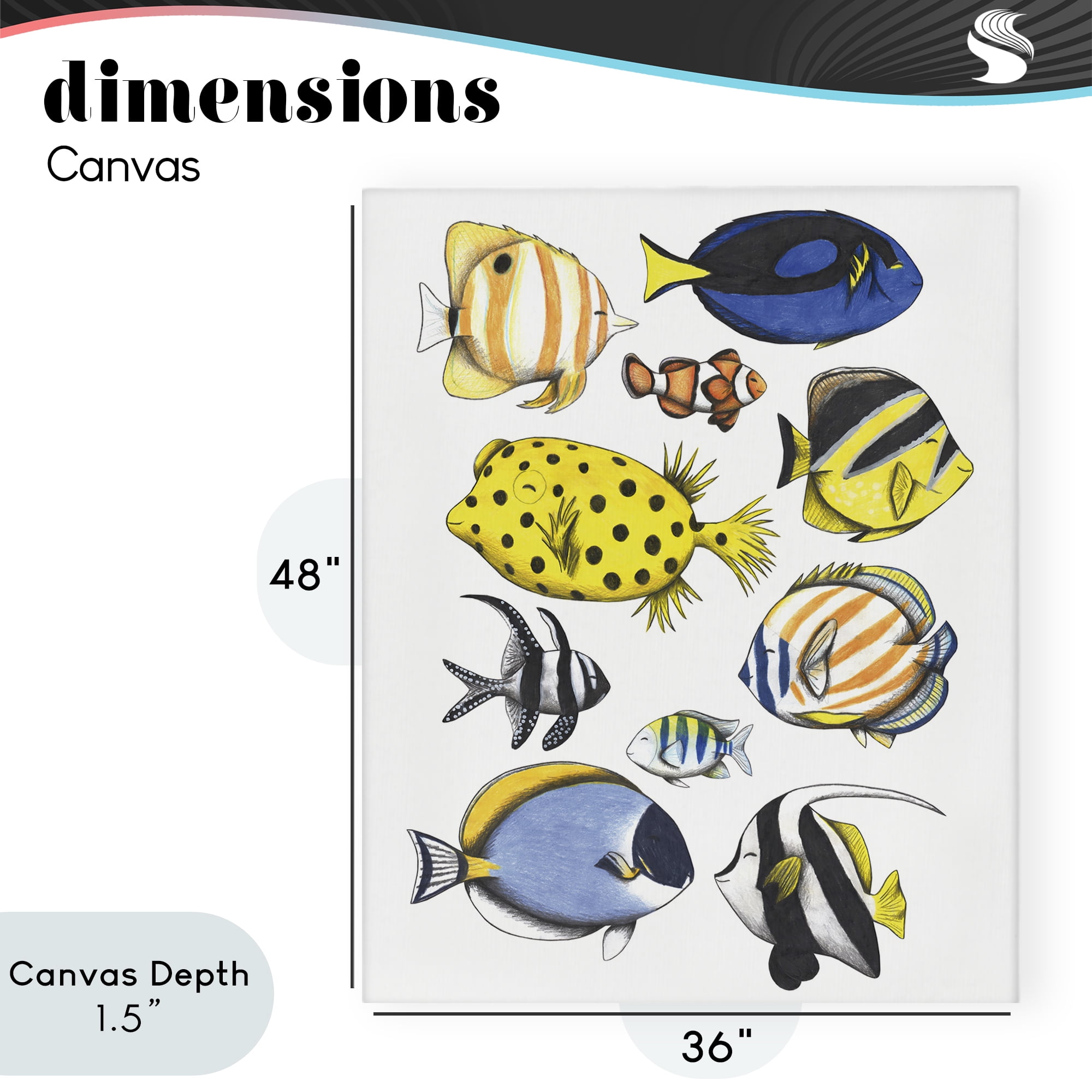 Stupell Industries Aquatic Fishes Collection Canvas Wall Art, design by Cecilia Battaini