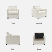 Mopio Sophie 4-in-1 Convertible Sleeper Chair Bed, Accent Chair, Armchair, Chaise Lounge, Comfy Reading Chair, Pull Out Bed with Adjustable Backrest & Spill-Resistant Boucle for Living Room, Bedroom