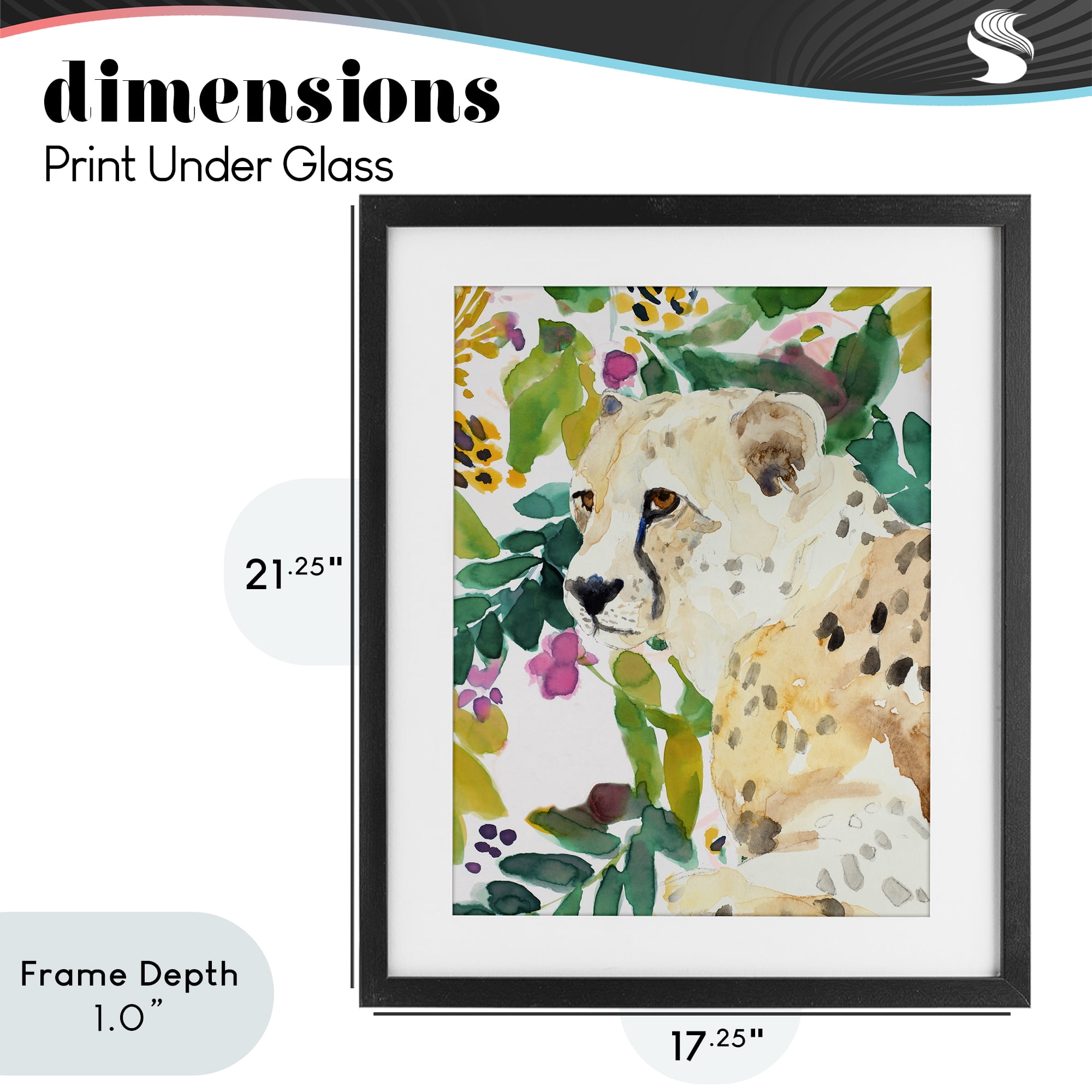 Stupell Industries Garden Plants Leopard Black Framed Print Under Glass, design by Lanie Loreth