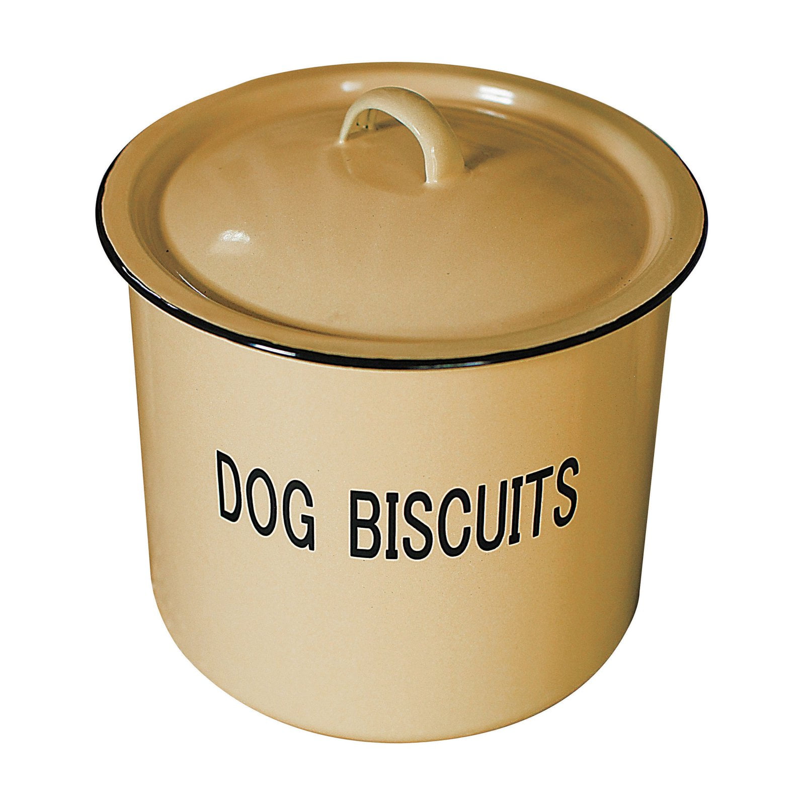 Creative CoOp Yellow Metal Dog Biscuit Container with Lid & "DOG